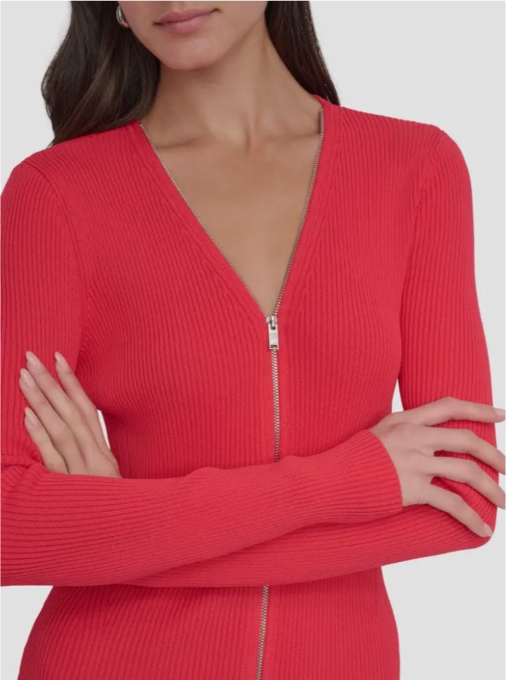 DKNY NWT Zip-Front Knit Dress